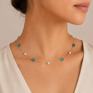 Azure Cube Pearl Necklace