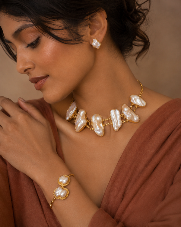 The Baroque Pearl Set (Necklace + Earrings + Bracelet)