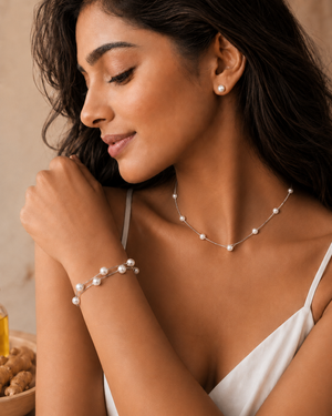 The Timeless Pearl Trio (Necklace + Earrings + Bracelet)