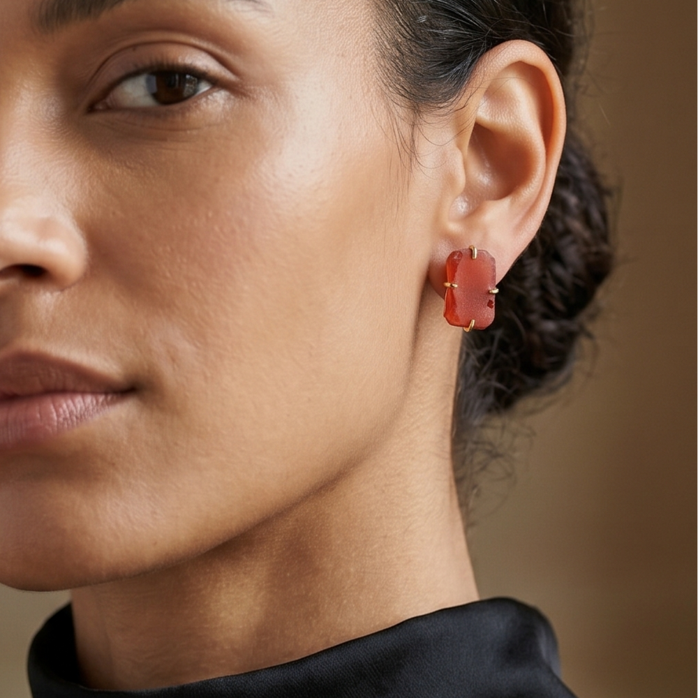 Raw stone studs