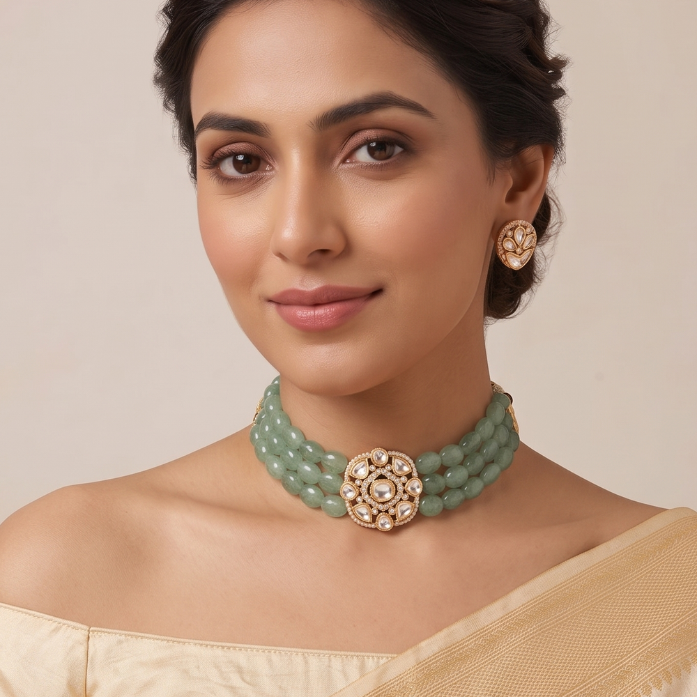 The Royal Jaipur Polki-Jade Choker Set
