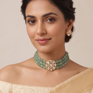 The Royal Jaipur Polki-Jade Choker Set