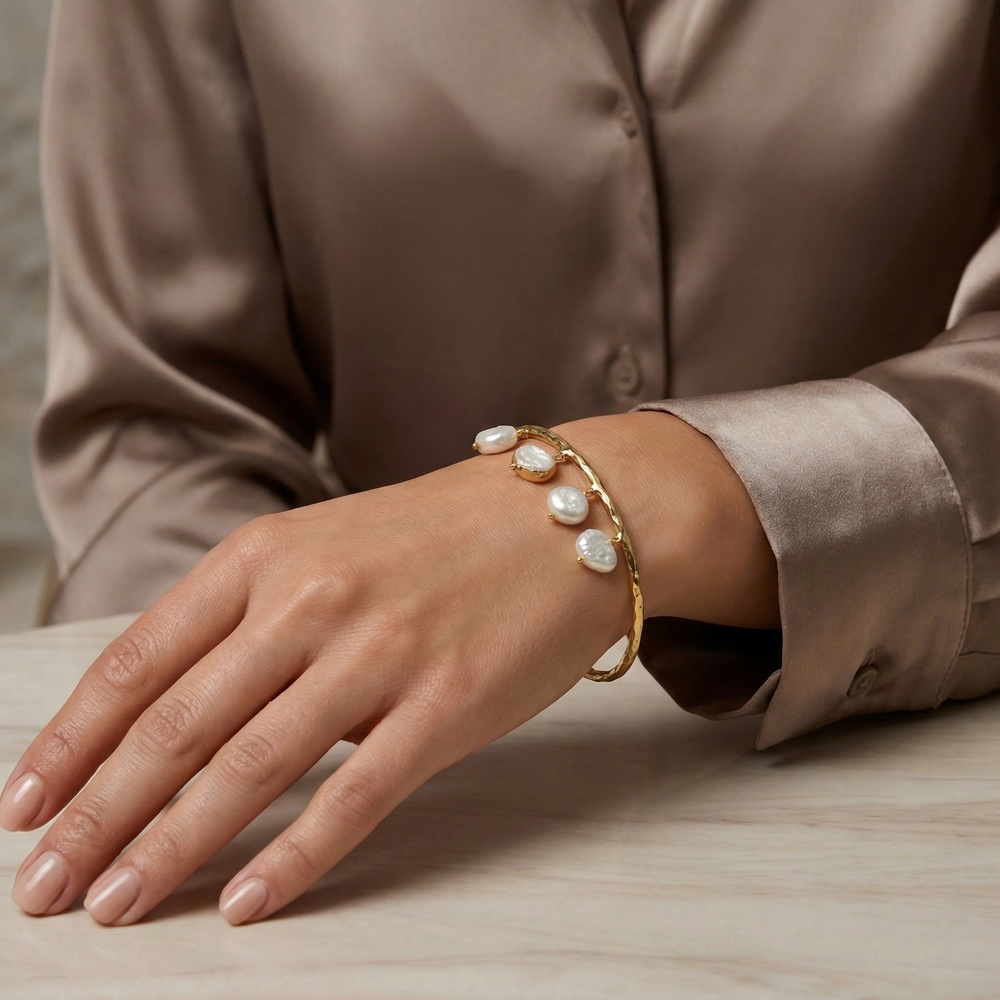 Elegant Pearl Charm Cuff