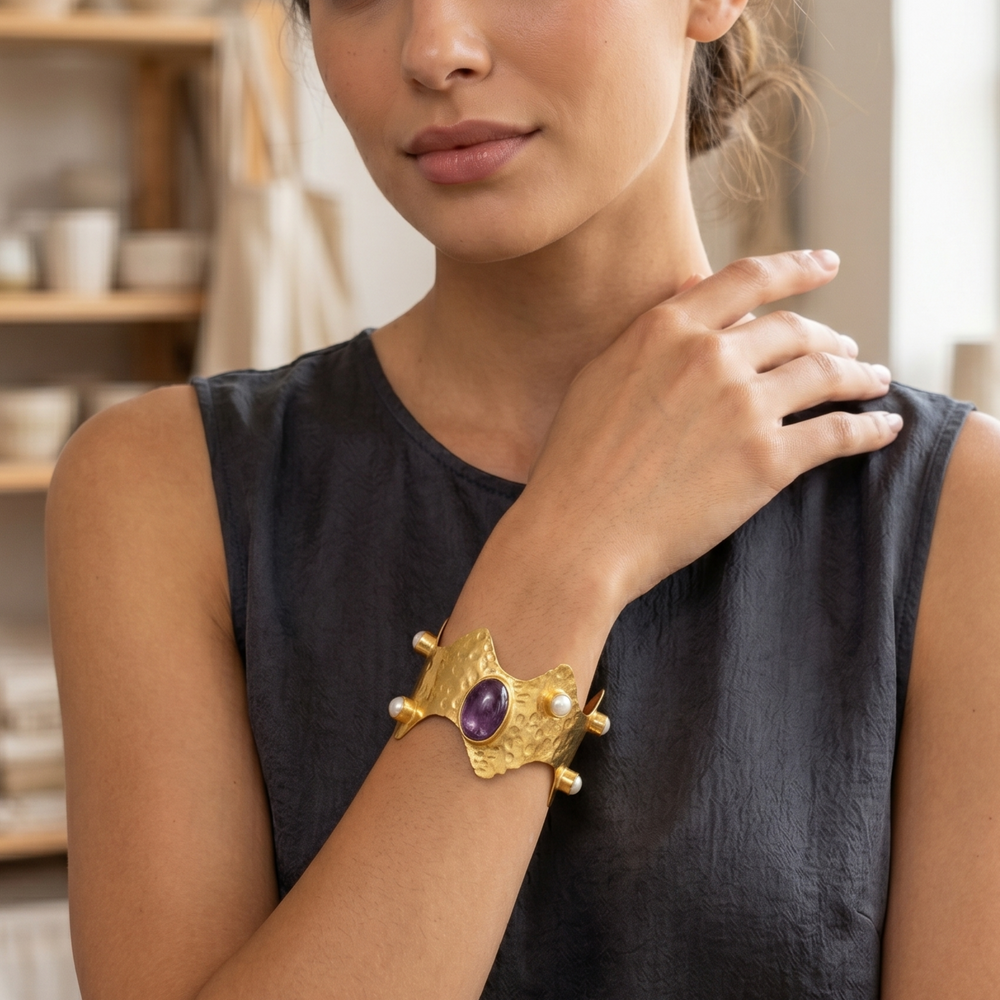 Amethyst Crown Cuff