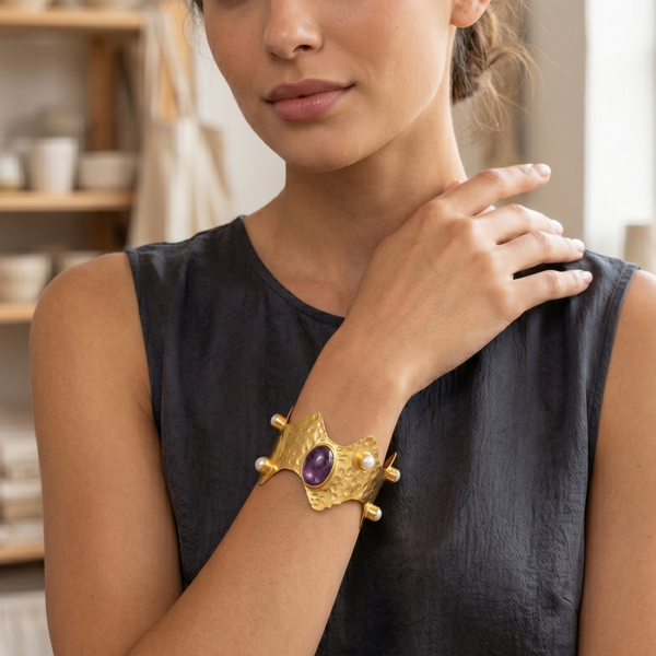 Amethyst Crown Cuff