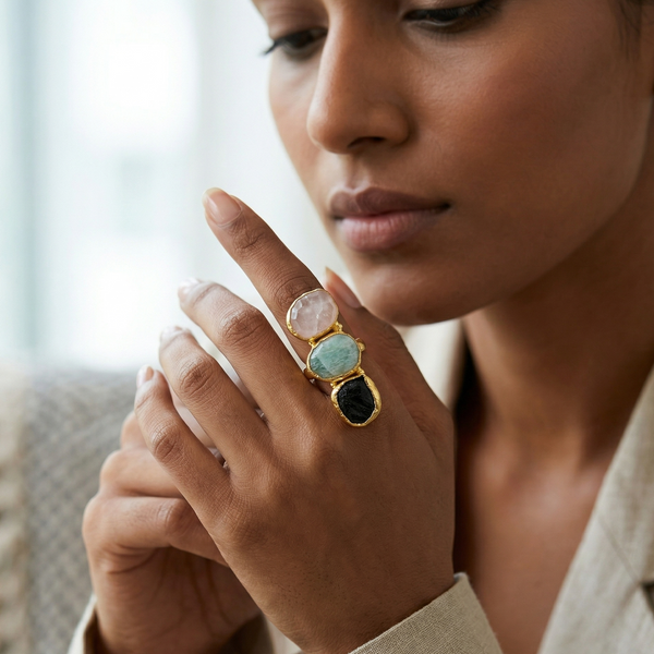 Statement Three Stone Ring